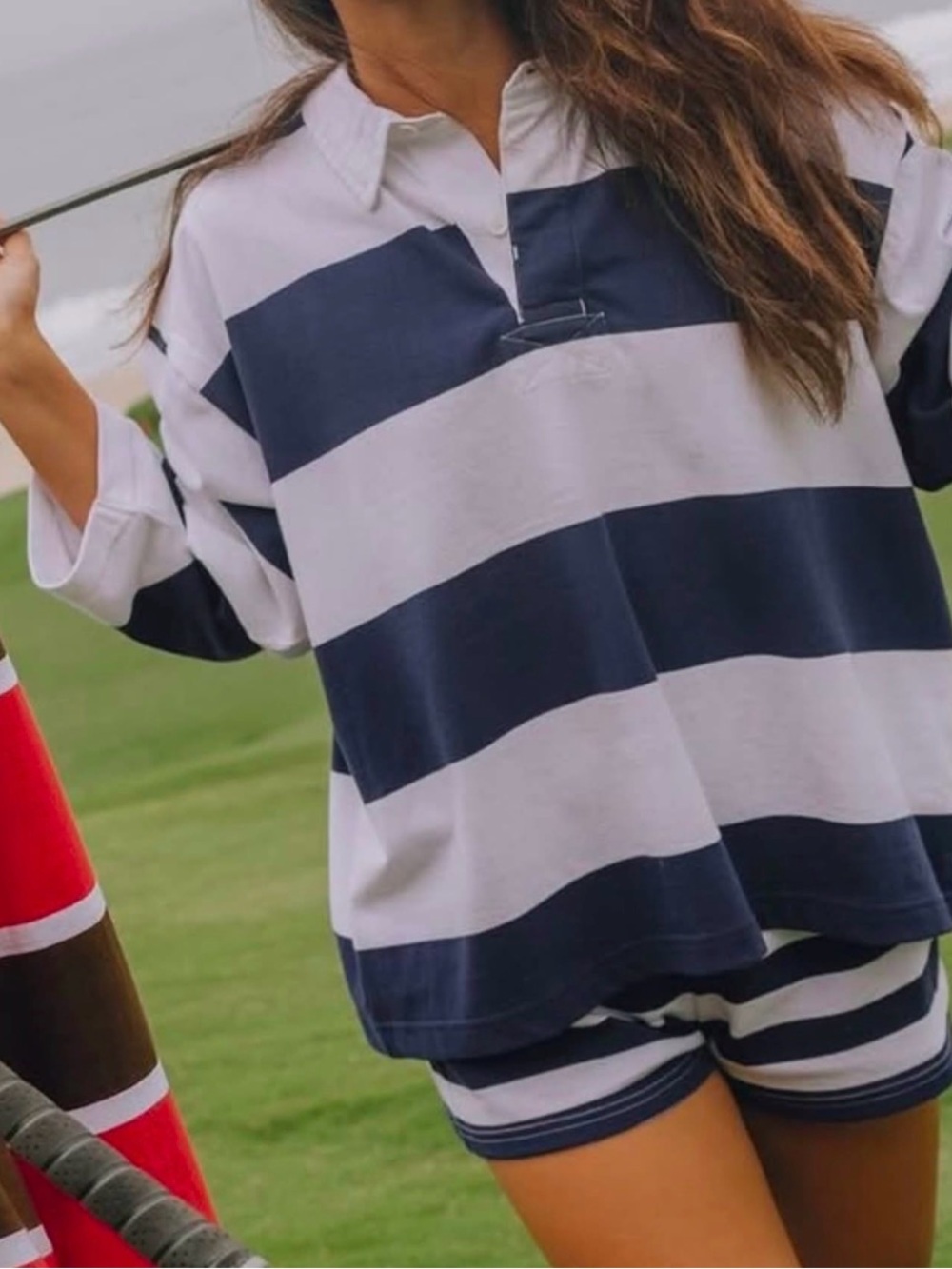 Daily Drills Navy & White Striped Rugby T and Shorts SET